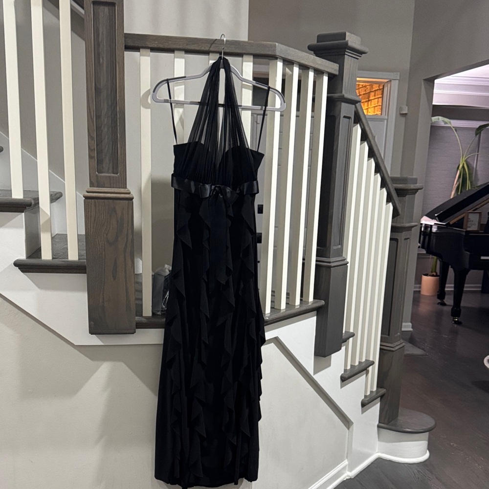 Betsy & Adam Black Halter Maxi Dress